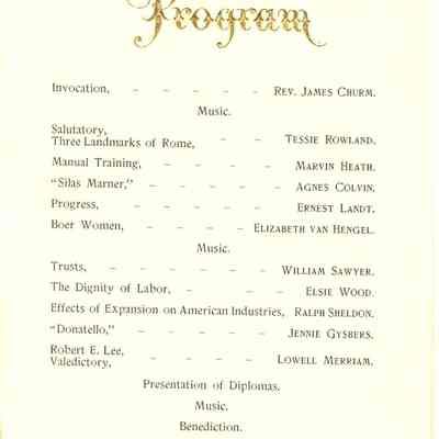 Class of 1900 Graduating Exercises.