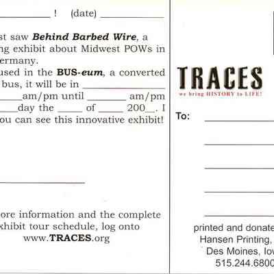 Invitation/ addressee side of postcard