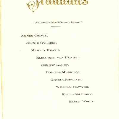 Class of 1900 Graduates and Motto.
