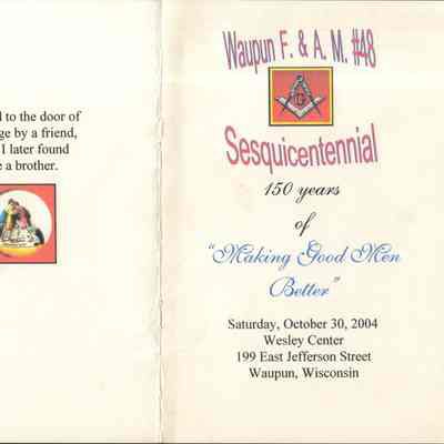 Program, Masonic Lodge, No 48, F & A M, Sesquicentennial