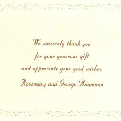 Rosemary and George Baumann, Thank You Card Wedding Anniversary Gift