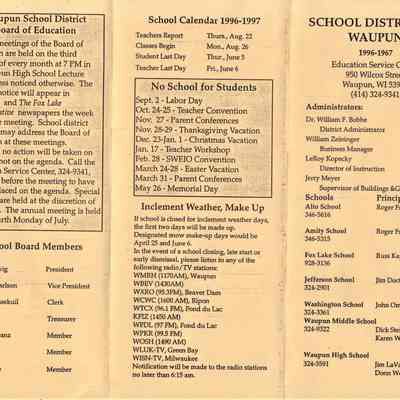 Waupun School District "Board of Education" (1996-1967)