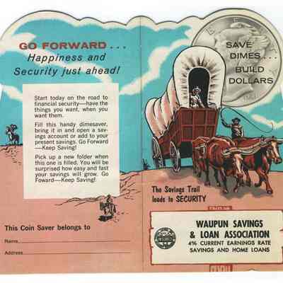 Savings Book, Dimes, Waupun Savings & Loan Association Savings Book