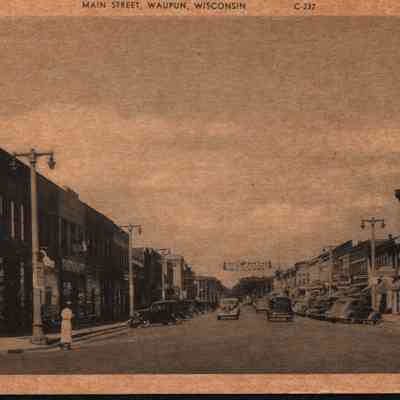 Postcard, Main Street, Looking West from Main, Carrington and Fond du Lac Streets, C-237
