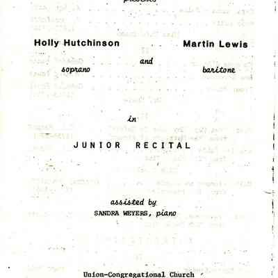 Program, UW-Stevens Point Music Department, Holly Ann Hutchinson and Martin Lewis