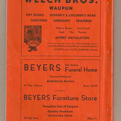 Back cover of 1960 Waupun Directory