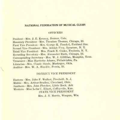 Philharmonic Music Club Fourth Year 1911
