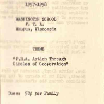 Waupun Washington School 1957-1958 P,T,A: Origformat: Other