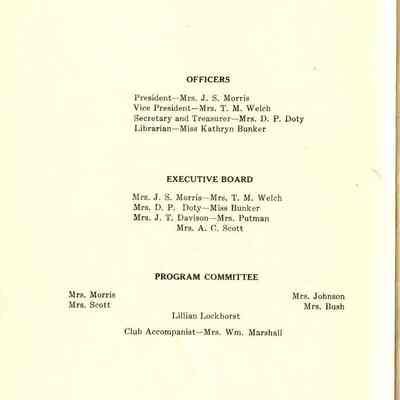 Philharmonic Music Club Fourth Year 1911.