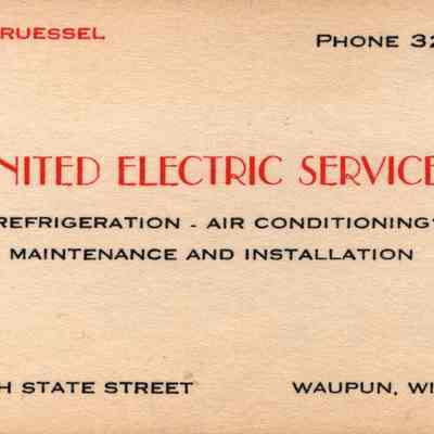 Business Card, Reuben Bruessel, United Electric Service