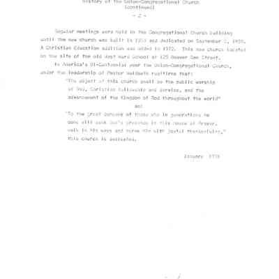 Page 2 of Historical Info on Union Congregational Church
