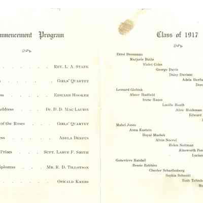 Program of commencement and Class of 1917