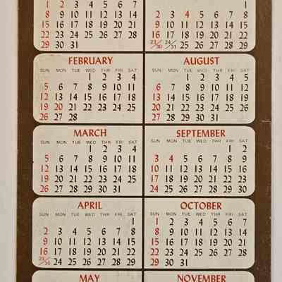 Calendar, Cy's Repair Shop, 1978