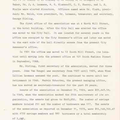 Historical info on Waupun Savings and Loan cont.'