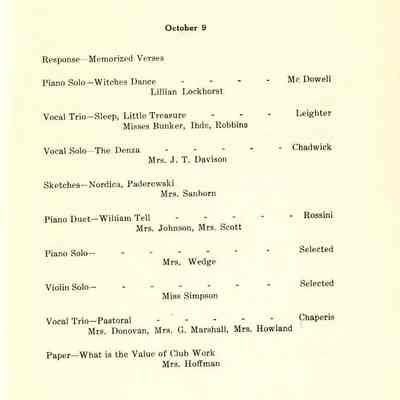 Philharmonic Music Club Fourth Year 1911.
