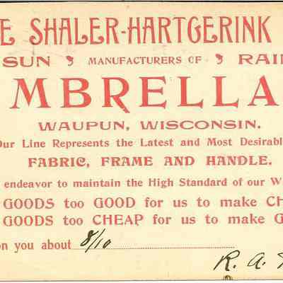 Postcard, Umbrellas, Shaler- Hartgerink Co.