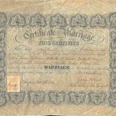 Certificate of Marriage, William Walker and Annette Newton