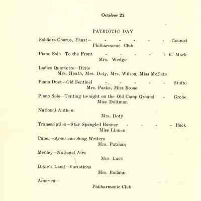 Philharmonic Music Club Fourth Year 1911.