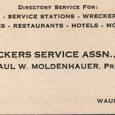 Business Card, Paul Moldenhauer, Truckers Service Association, Inc.