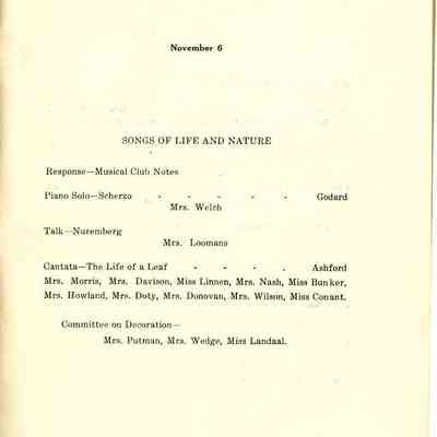 Philharmonic Music Club Fourth Year 1911.