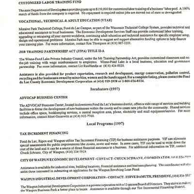 Business Assistance Programs cont.