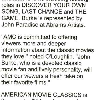 John Burk Joins Americn Movie Classics.