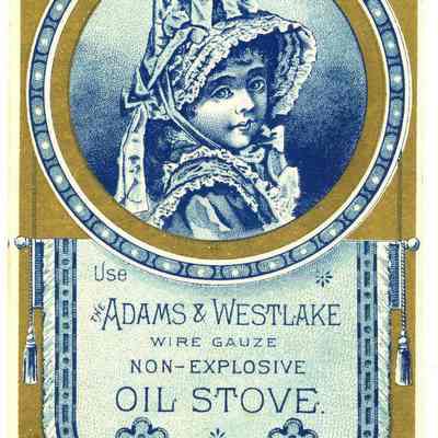 Advertisement card for The Adams & Westlake Oil Stove
