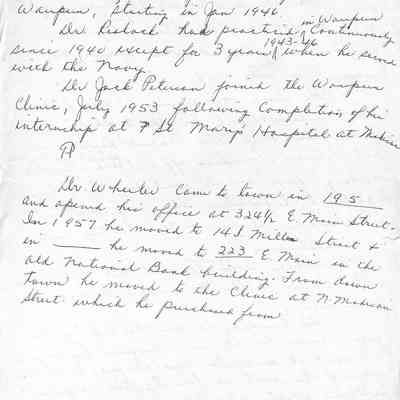 Historical info on Waupun Clinic cont.'