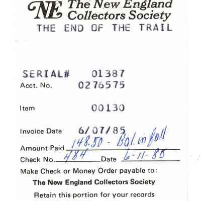 Receipt showing full payment
