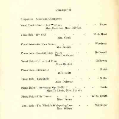 Philharmonic Music Club Fourth Year 1911.