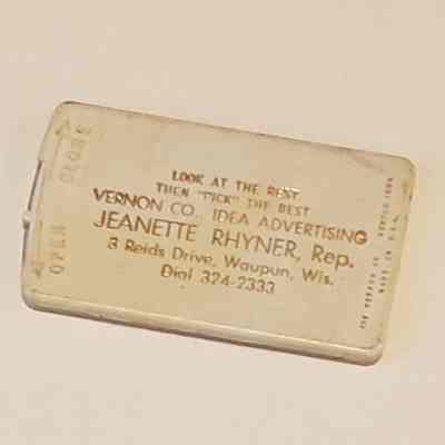 Toothpick Holder, Vernon Co. Idea Advertising