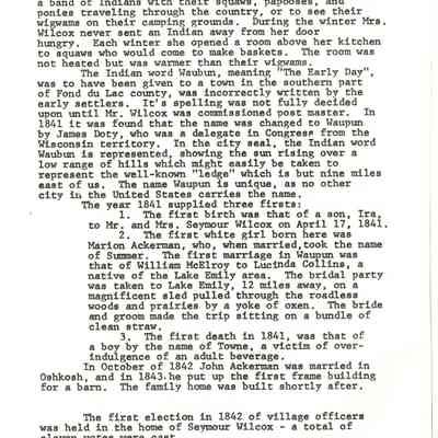 Page from book of History of Waupun Area Schools