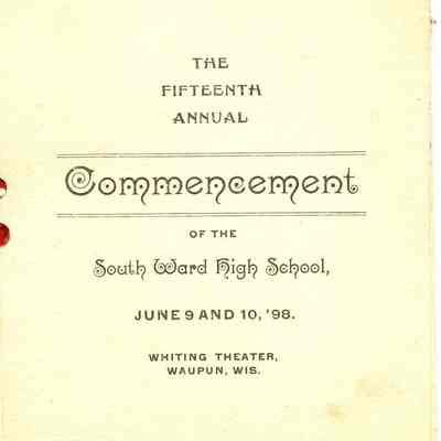 Program, Commencement, South Ward High School, 1898