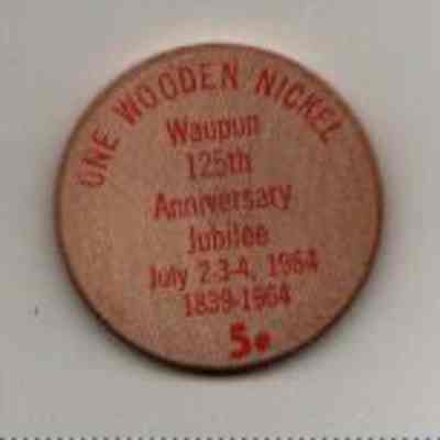Wooden Nickel, 125th Anniversary Jubilee, 1964