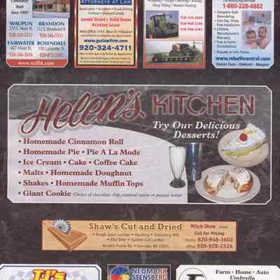 Placemat from Helen's Kitchen Restaurant