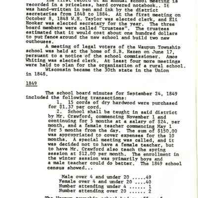 Page from book of History of Waupun Area Schools