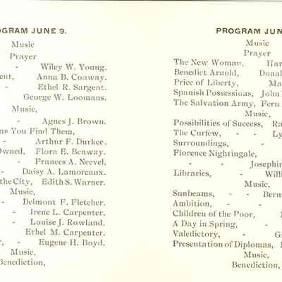 15th Annual Commencement of SW High, 1898.