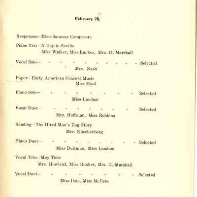 Philharmonic Music Club Fourth Year 1911.