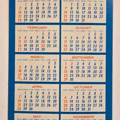 Calendar, Cy's Repair Shop, 1968