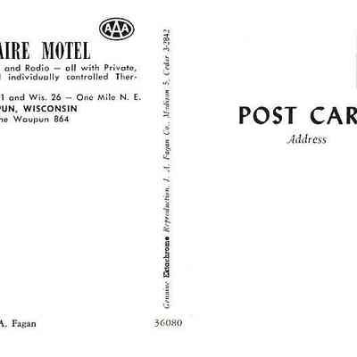 Postcard advertising Bel-Aire Motel.