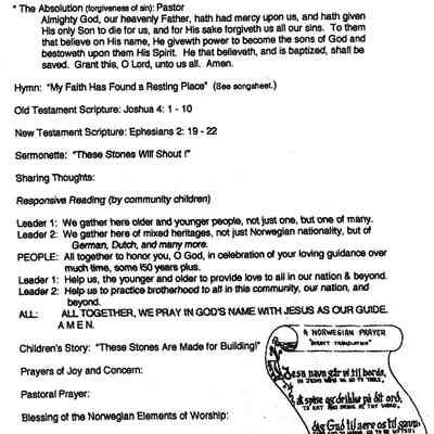 Waupun Norwegian Evangelical Lutheran Church Program