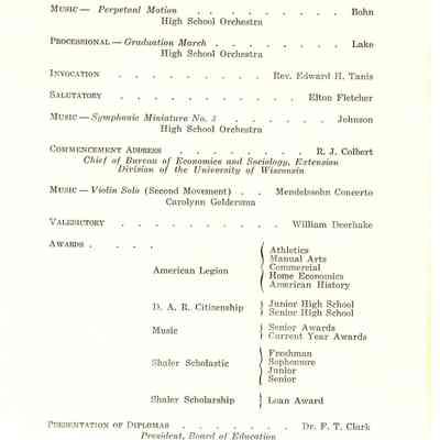 Program from 1938 Commencement