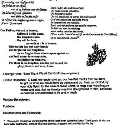 Waupun Norwegian Evangelical Lutheran Church Program