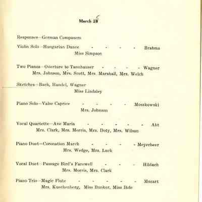 Philharmonic Music Club Fourth Year 1911.