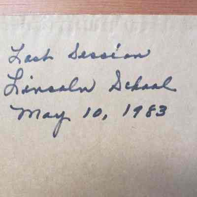Hand written info about Lincoln School 1983