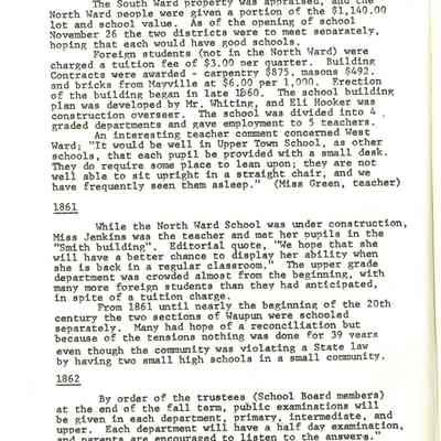 Page from book of History of Waupun Area Schools