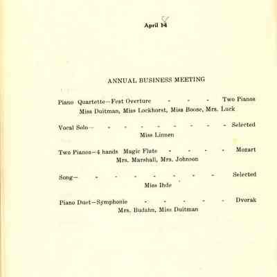 Philharmonic Music Club Fourth Year 1911.