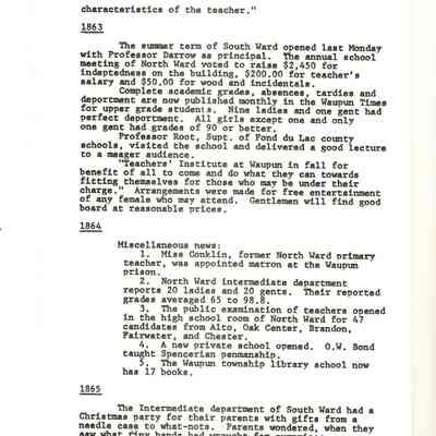 Page from book of History of Wauun Area Schools