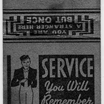 Hotel Waupun Matchbook Cover.