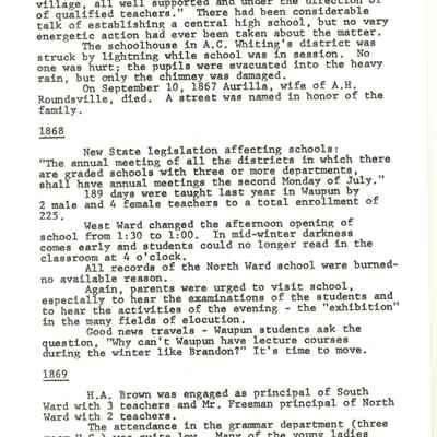 Page from book of History of Waupun Area Schools